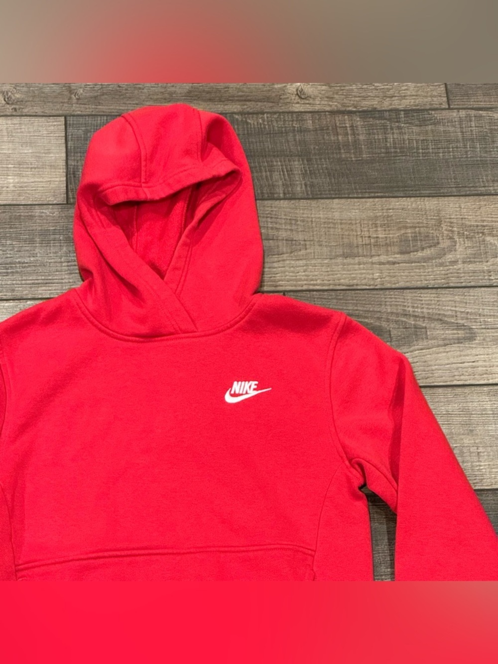 Nike Kids Red Long Sleeve Pullover Hoodie Embroidered Size Medium Unisex - Picture 3 of 10